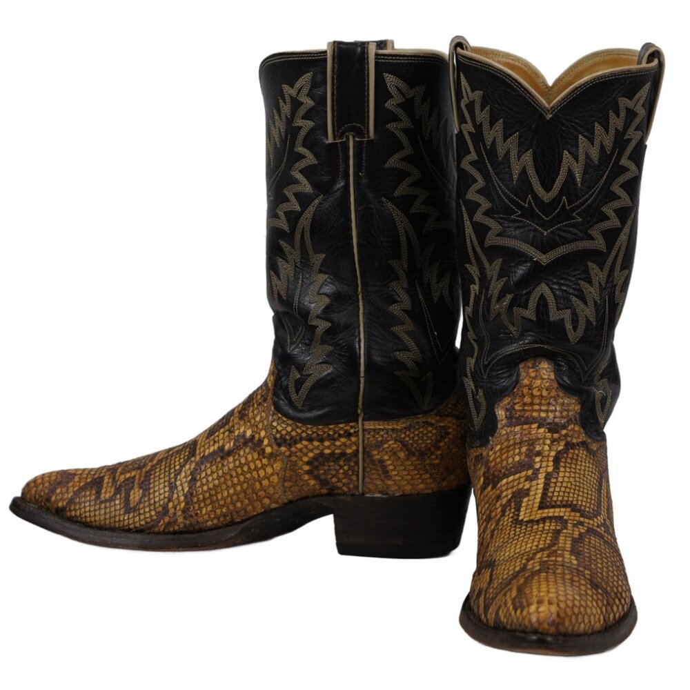Justin Snakeskin Cowboy Western Boots Classic Retro Vintage US Made Men's 9 D